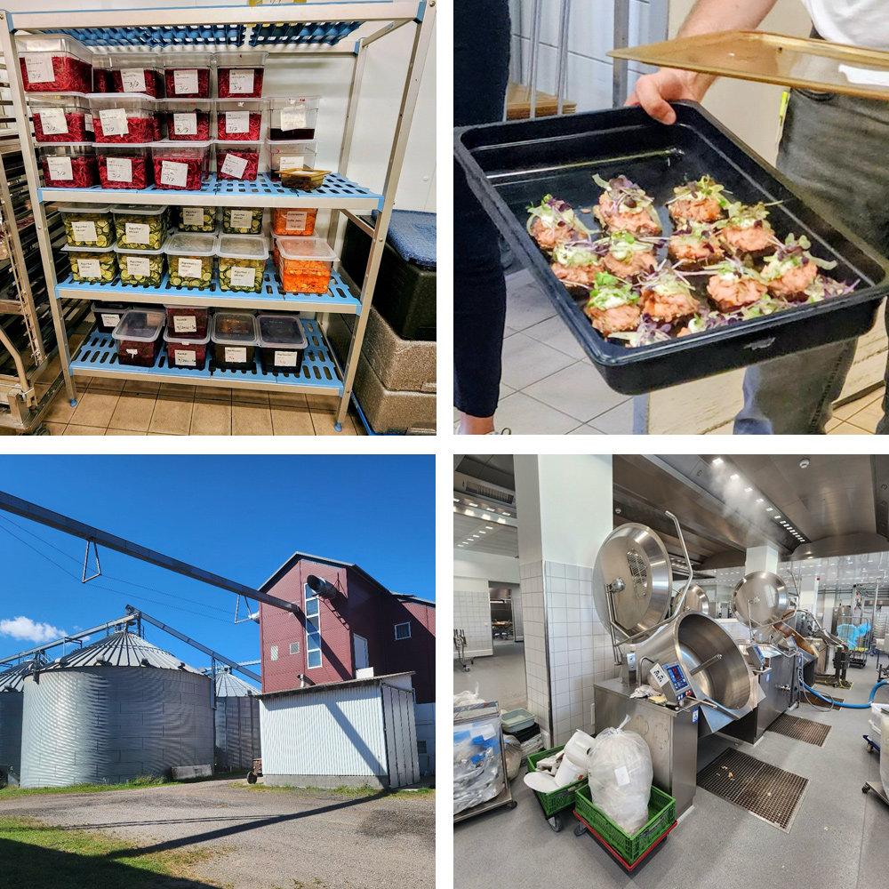 Photographs of fermentation room, smorrebrod at the Bisepjerg Hospital, Menjert's Farm and Eat Central Kitchen that supplies Copenhagen's schools